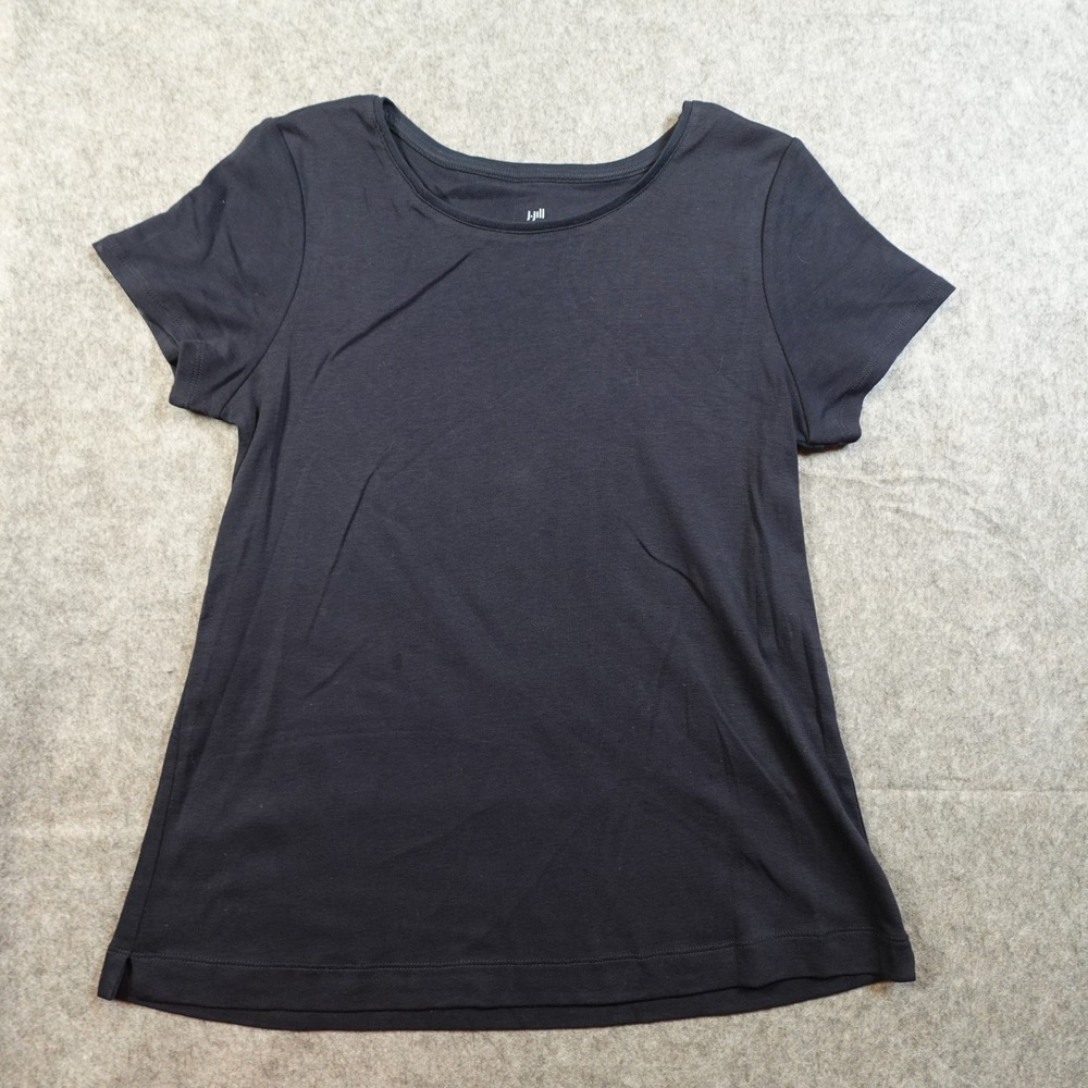J‎ Jill Top Womens Small Black Pima Cotton Crew Neck Tee Shirt Casual Short Slv